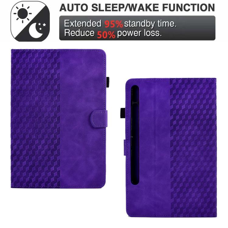 For Samsung Galaxy S10 FE+ Rhombus Embossed Leather Smart Tablet Case