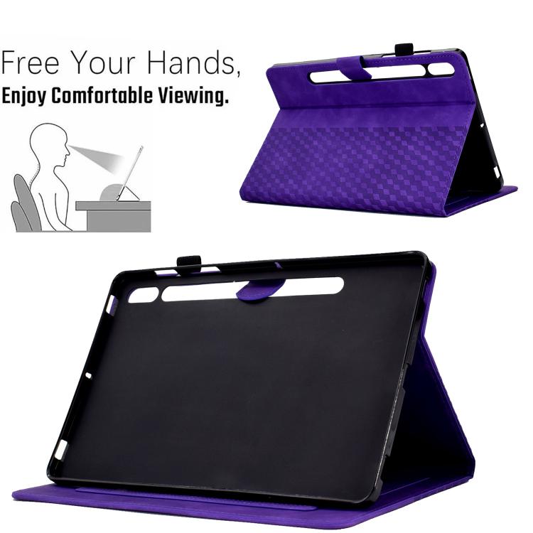 For Samsung Galaxy S10 FE+ Rhombus Embossed Leather Smart Tablet Case