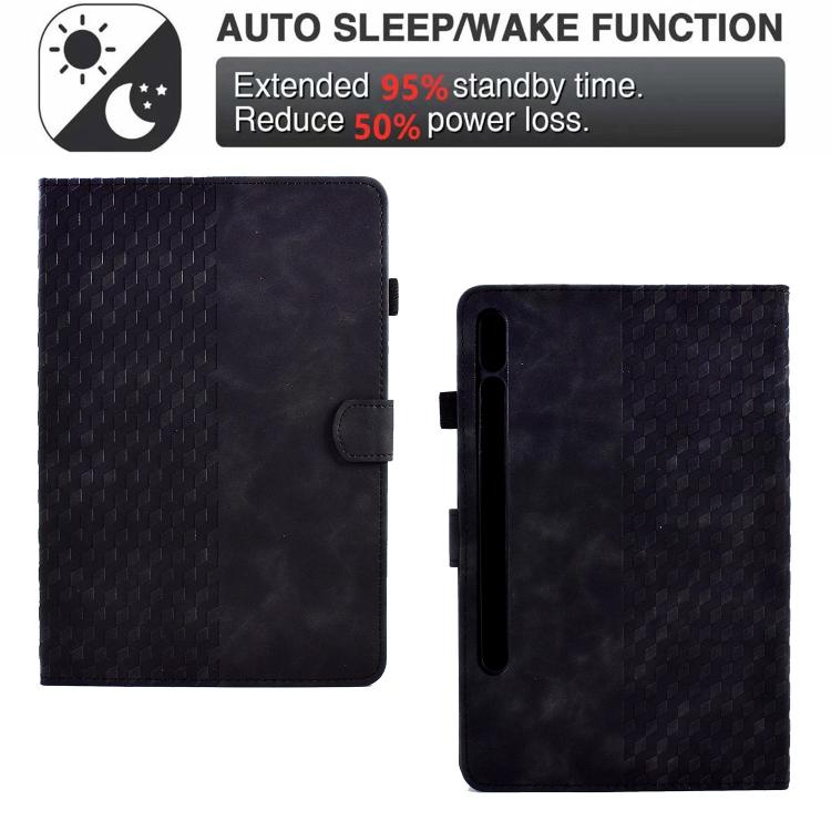 For Samsung Galaxy S10 FE+ Rhombus Embossed Leather Smart Tablet Case