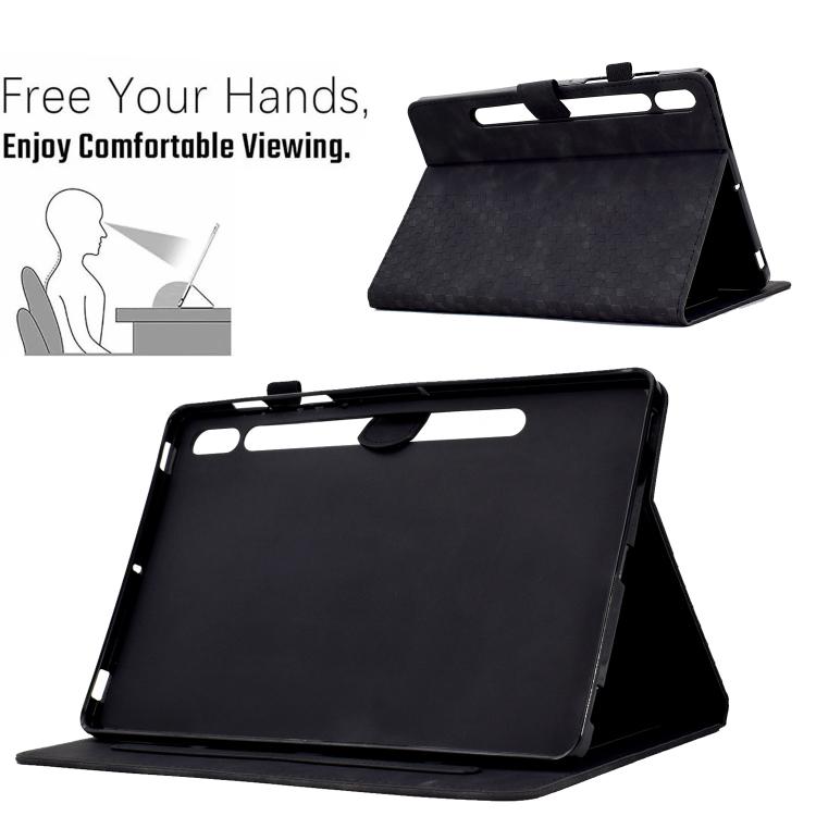 For Samsung Galaxy S10 FE+ Rhombus Embossed Leather Smart Tablet Case