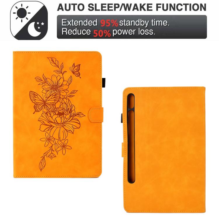 For Samsung Galaxy Tab S10 FE+ Peony Butterfly Embossed Leather Smart Tablet Case