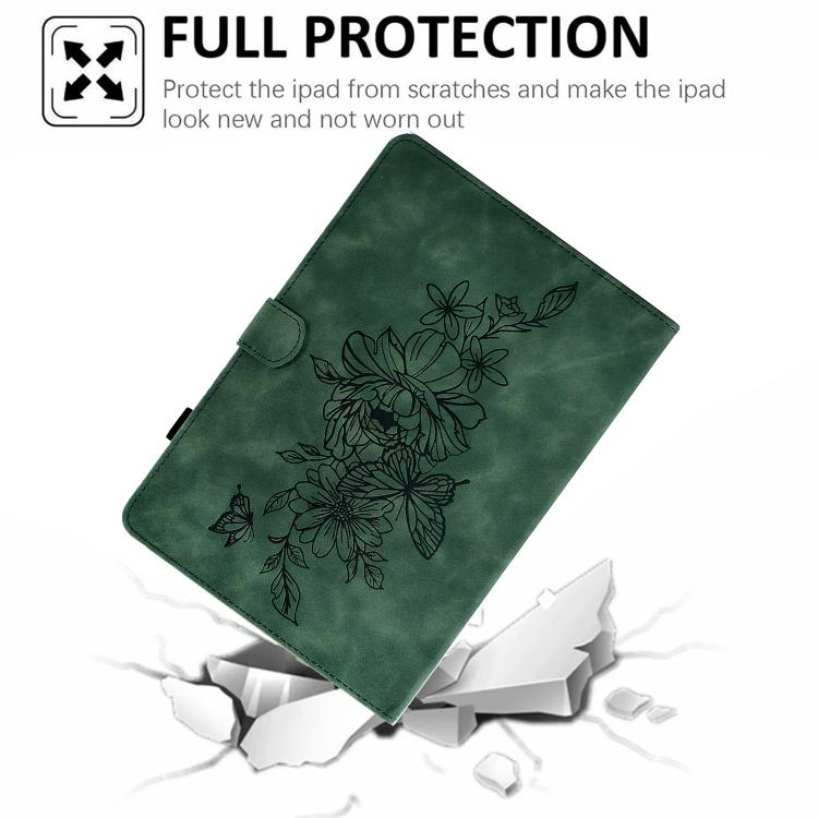 For Samsung Galaxy Tab S10 FE+ Peony Butterfly Embossed Leather Smart Tablet Case