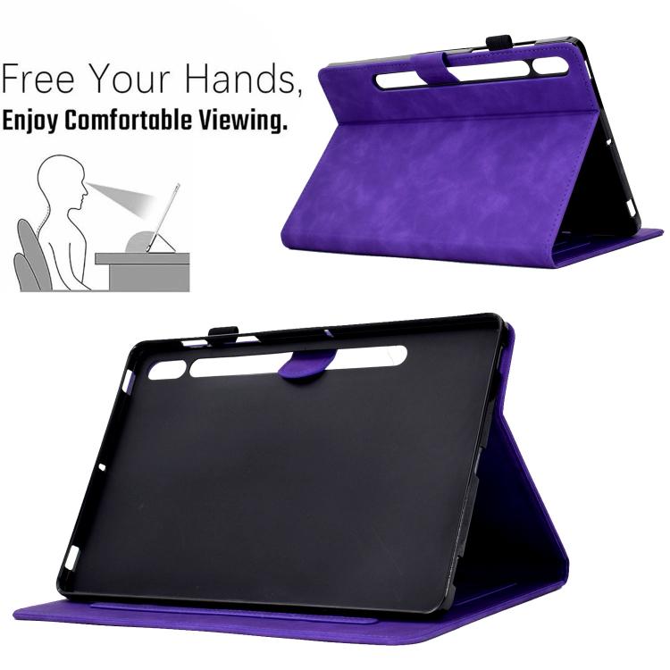 For Samsung Galaxy Tab S10 FE+ Peony Butterfly Embossed Leather Smart Tablet Case
