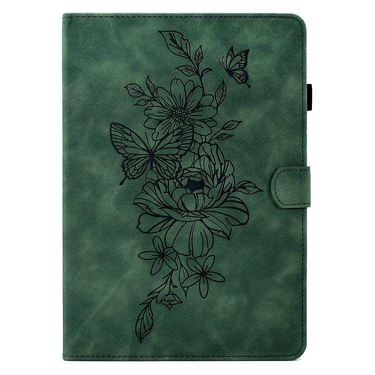 For Samsung Galaxy Tab S11 Peony Butterfly Embossed Leather Smart Tablet Case