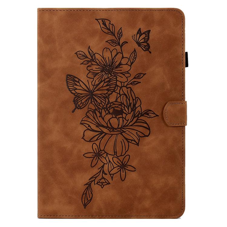 For Samsung Galaxy Tab S11 Peony Butterfly Embossed Leather Smart Tablet Case
