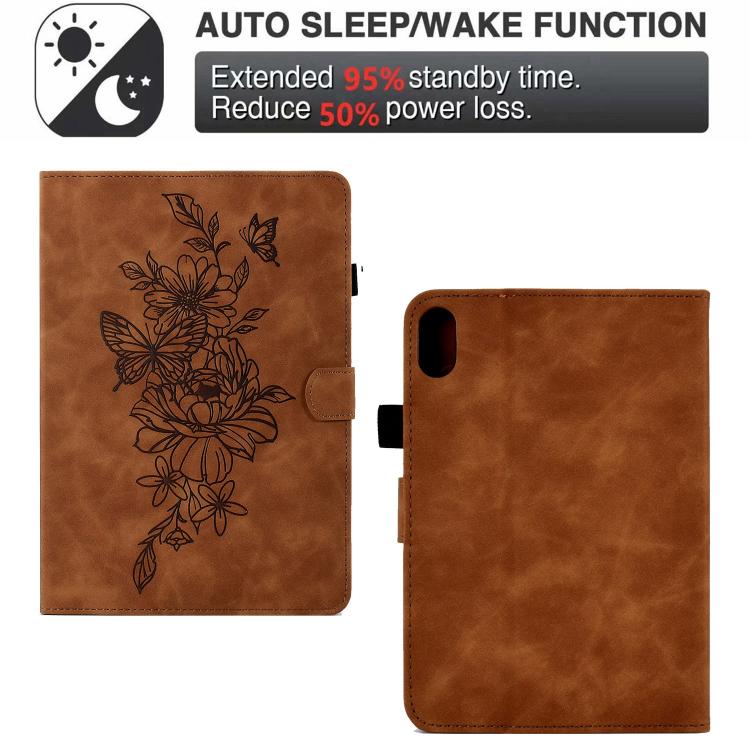 For Samsung Galaxy Tab S11 Peony Butterfly Embossed Leather Smart Tablet Case
