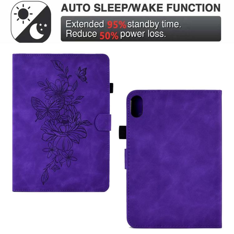 For Samsung Galaxy Tab S11 Peony Butterfly Embossed Leather Smart Tablet Case
