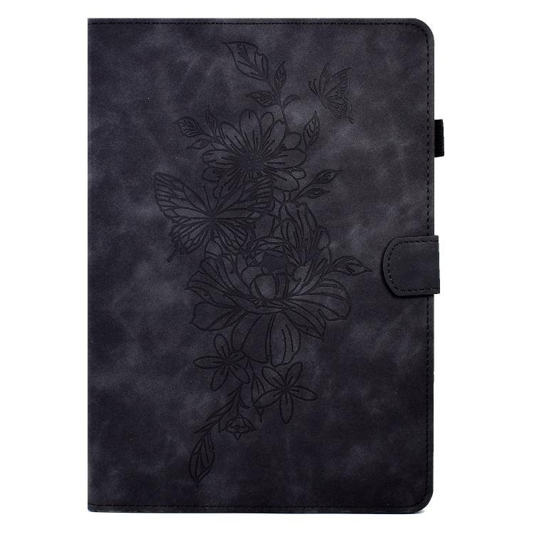 For Samsung Galaxy Tab S11 Peony Butterfly Embossed Leather Smart Tablet Case