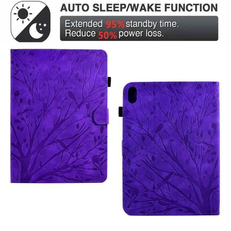 For Samsung Galaxy Tab S11 Fortune Tree Embossed Leather Smart Tablet Case