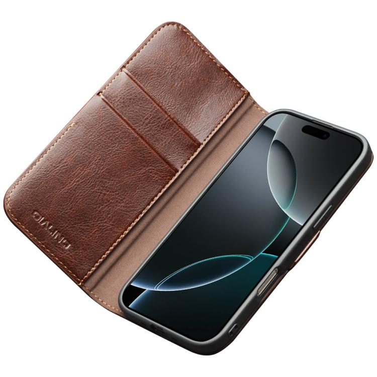 For iPhone 17 Pro QIALINO Classic 103 Buckle Genuine Leather Phone Case