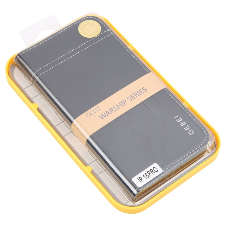 For iPhone 16 Pro GEBEI Top-grain Horizontal Flip Leather Phone Case