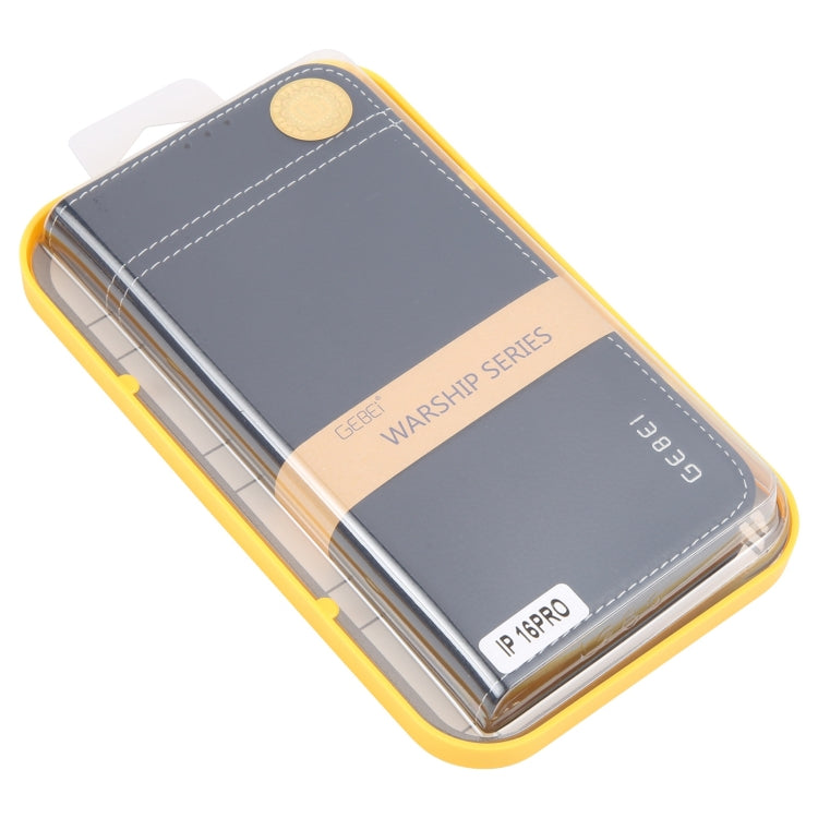 For iPhone 16 Pro GEBEI Top-grain Horizontal Flip Leather Phone Case