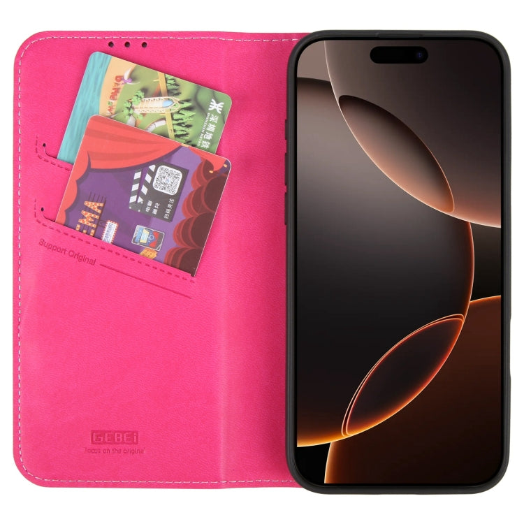 For iPhone 16 Pro GEBEI Top-grain Horizontal Flip Leather Phone Case