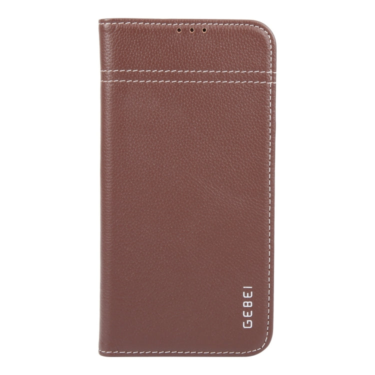 For iPhone 16 Pro GEBEI Top-grain Horizontal Flip Leather Phone Case