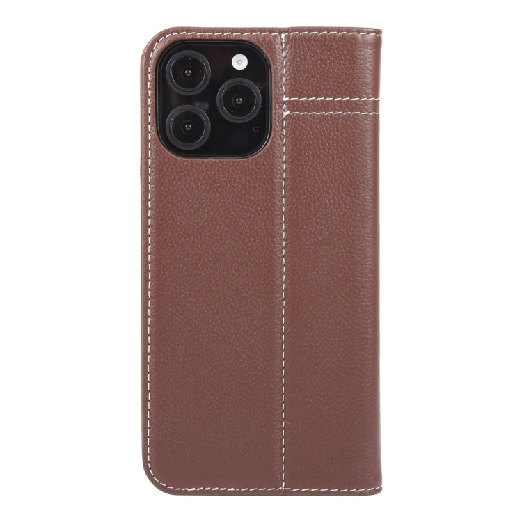 For iPhone 16 Pro GEBEI Top-grain Horizontal Flip Leather Phone Case
