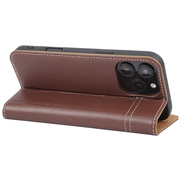 For iPhone 16 Pro GEBEI Top-grain Horizontal Flip Leather Phone Case
