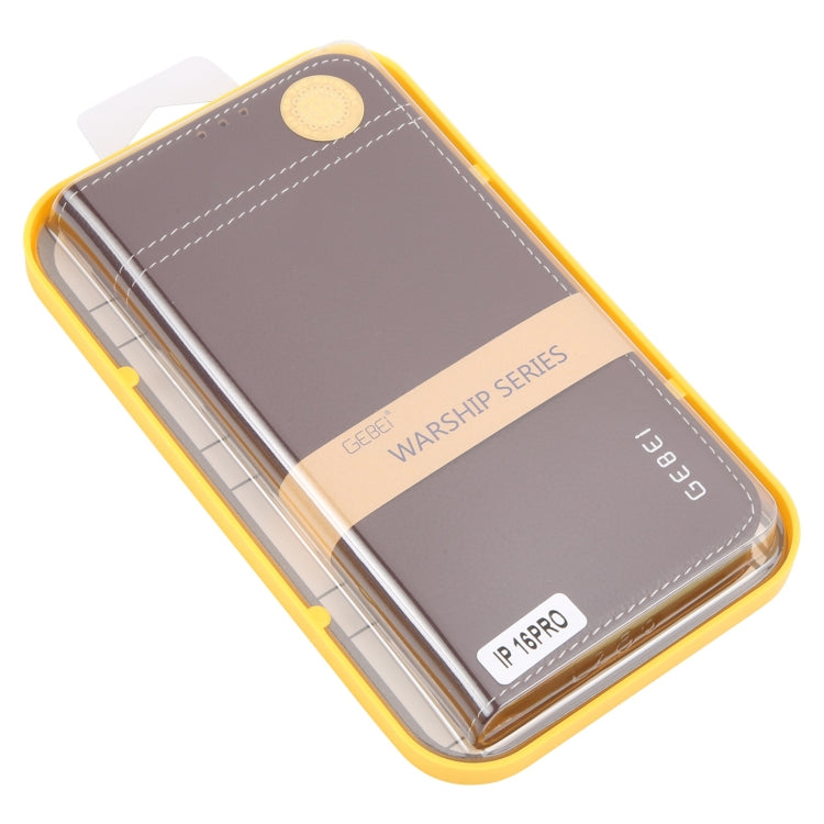 For iPhone 16 Pro GEBEI Top-grain Horizontal Flip Leather Phone Case