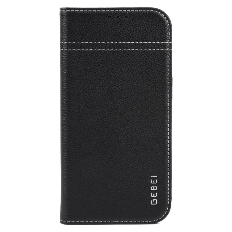 For iPhone 17 GEBEI Top-grain Horizontal Flip Leather Phone Case