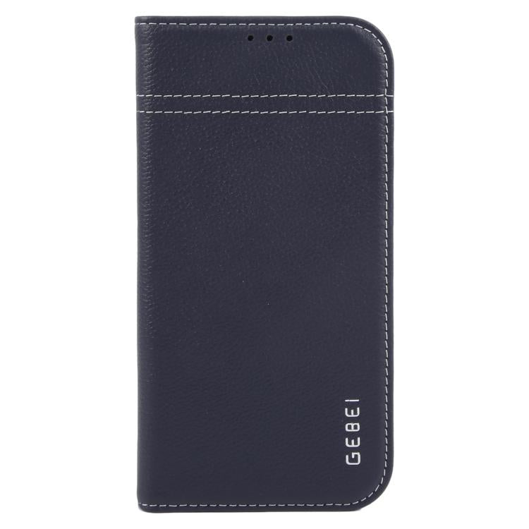 For iPhone 17 GEBEI Top-grain Horizontal Flip Leather Phone Case