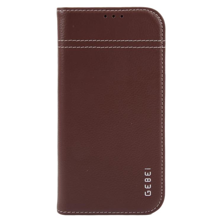 For iPhone 17 GEBEI Top-grain Horizontal Flip Leather Phone Case