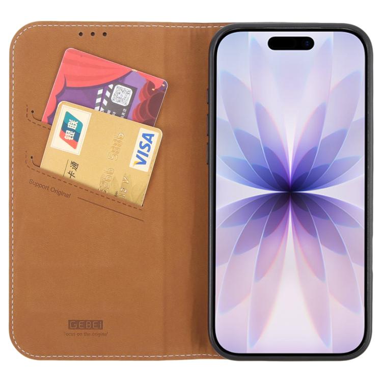 For iPhone 17 GEBEI Top-grain Horizontal Flip Leather Phone Case