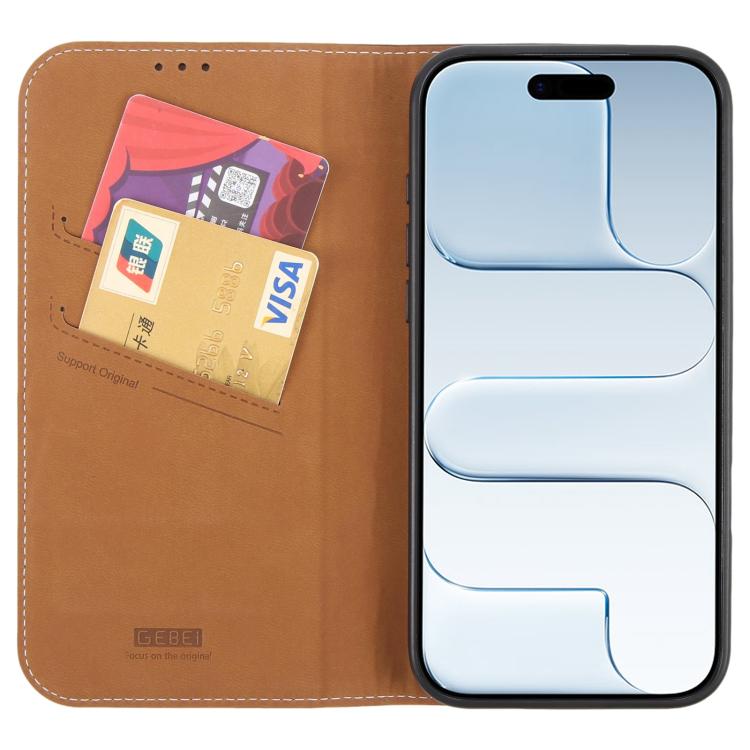 For iPhone Air GEBEI Top-grain Horizontal Flip Leather Phone Case