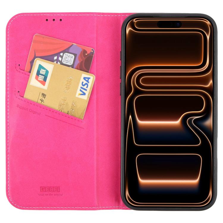 For iPhone 17 Pro GEBEI Top-grain Horizontal Flip Leather Phone Case