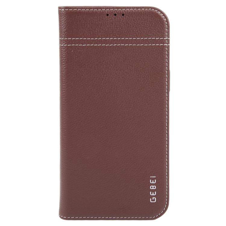 For iPhone 17 Pro GEBEI Top-grain Horizontal Flip Leather Phone Case