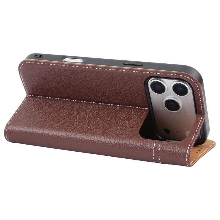 For iPhone 17 Pro GEBEI Top-grain Horizontal Flip Leather Phone Case