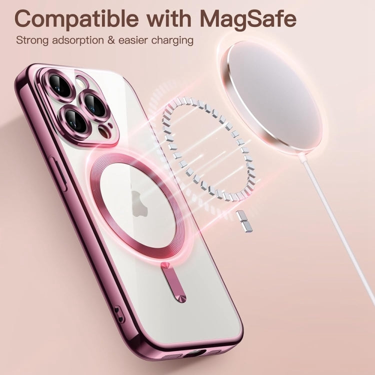 For iPhone 16 Pro Max Transparent Electroplated Magsafe Magnetic TPU Phone Case