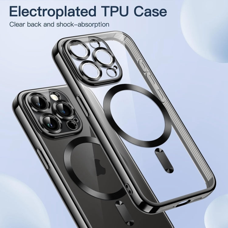 For iPhone 16 Pro Max Transparent Electroplated Magsafe Magnetic TPU Phone Case
