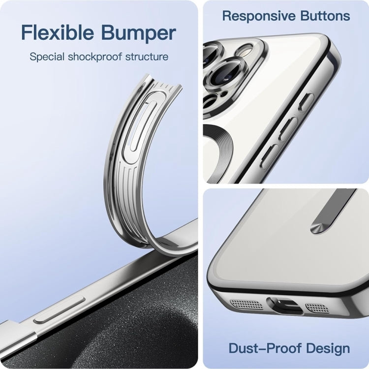 For iPhone 16 Pro Max Transparent Electroplated Magsafe Magnetic TPU Phone Case
