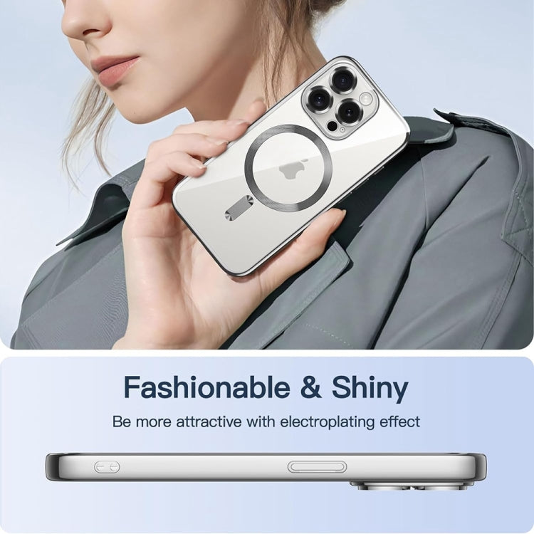 For iPhone 16 Pro Max Transparent Electroplated Magsafe Magnetic TPU Phone Case