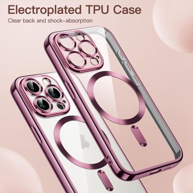 For iPhone 16 Pro Transparent Electroplated Magsafe Magnetic TPU Phone Case
