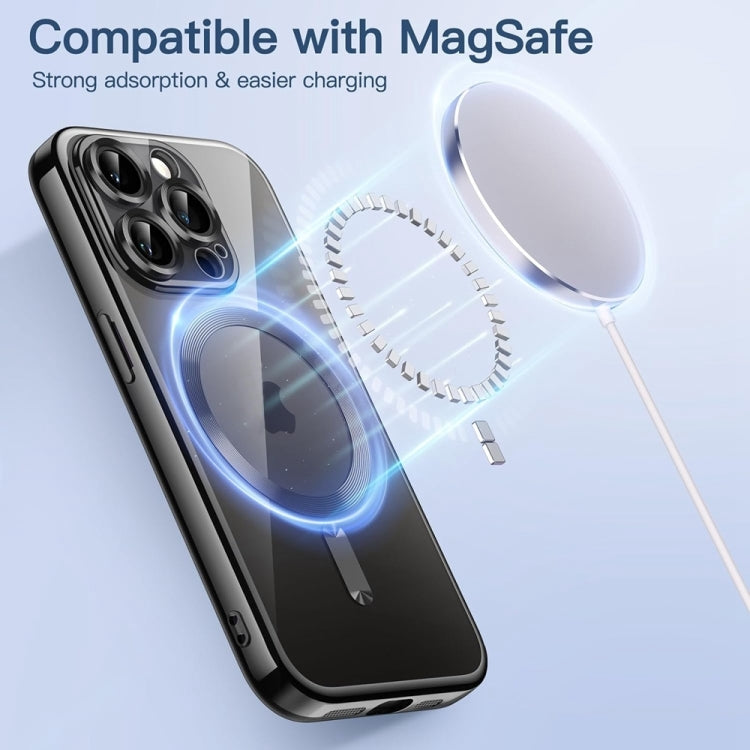 For iPhone 16 Pro Transparent Electroplated Magsafe Magnetic TPU Phone Case