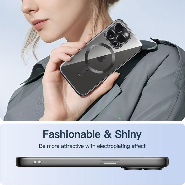For iPhone 16 Pro Transparent Electroplated Magsafe Magnetic TPU Phone Case