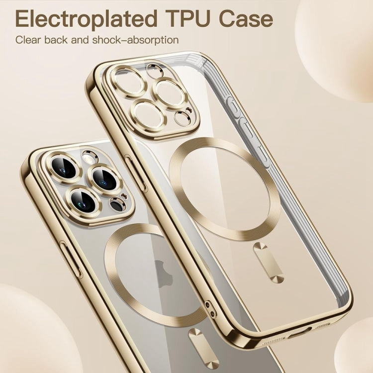 For iPhone 16 Pro Transparent Electroplated Magsafe Magnetic TPU Phone Case