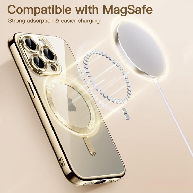 For iPhone 16 Pro Transparent Electroplated Magsafe Magnetic TPU Phone Case