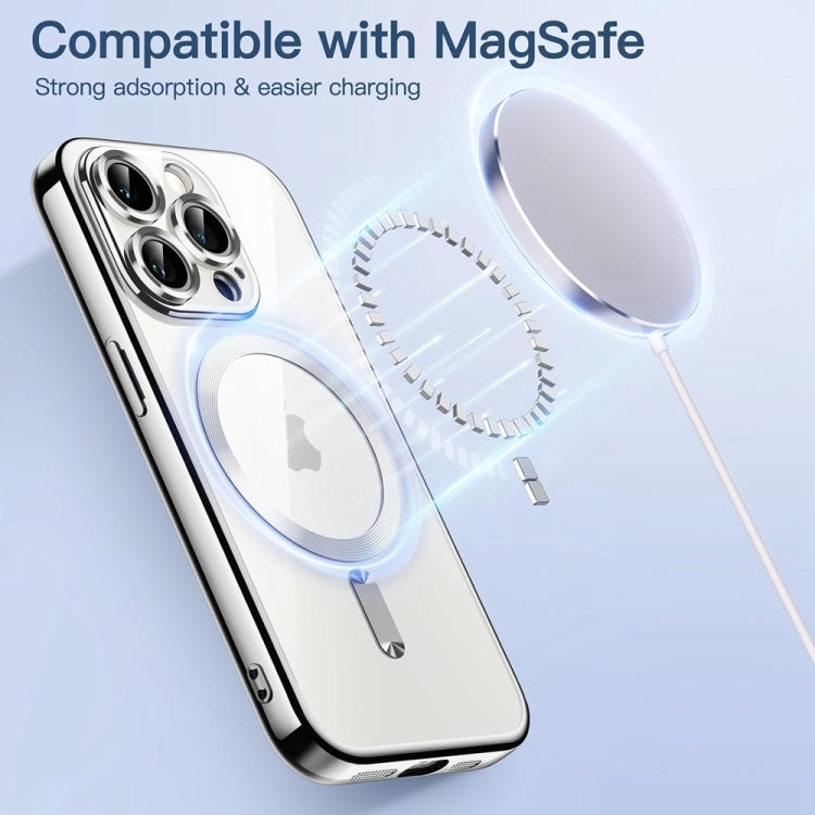 For iPhone 16 Pro Transparent Electroplated Magsafe Magnetic TPU Phone Case