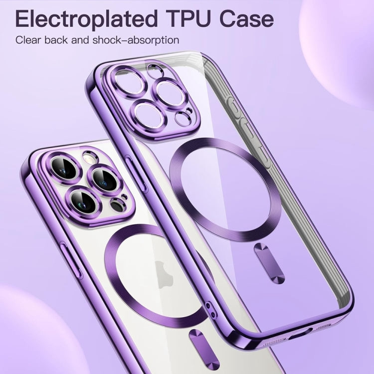 For iPhone 16 Pro Transparent Electroplated Magsafe Magnetic TPU Phone Case