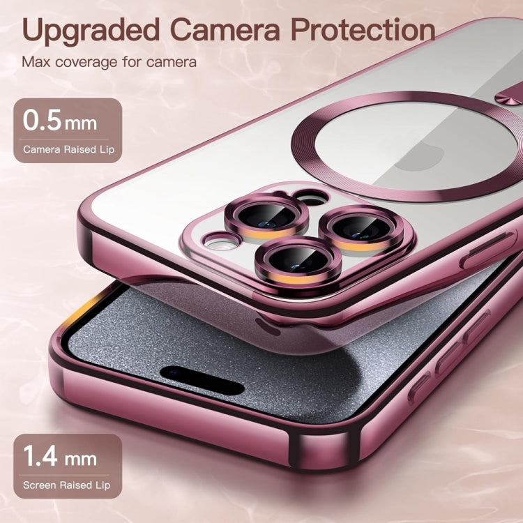 For iPhone 16 Transparent Electroplated Magsafe Magnetic TPU Phone Case