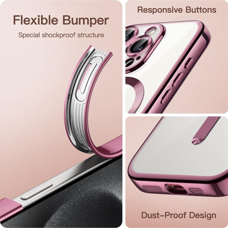 For iPhone 16 Transparent Electroplated Magsafe Magnetic TPU Phone Case