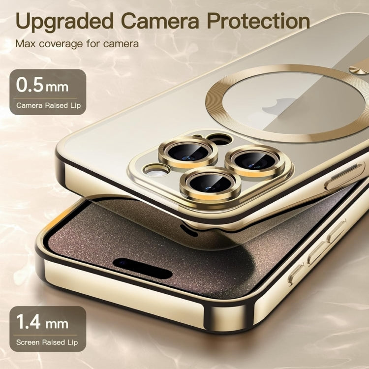 For iPhone 16 Transparent Electroplated Magsafe Magnetic TPU Phone Case