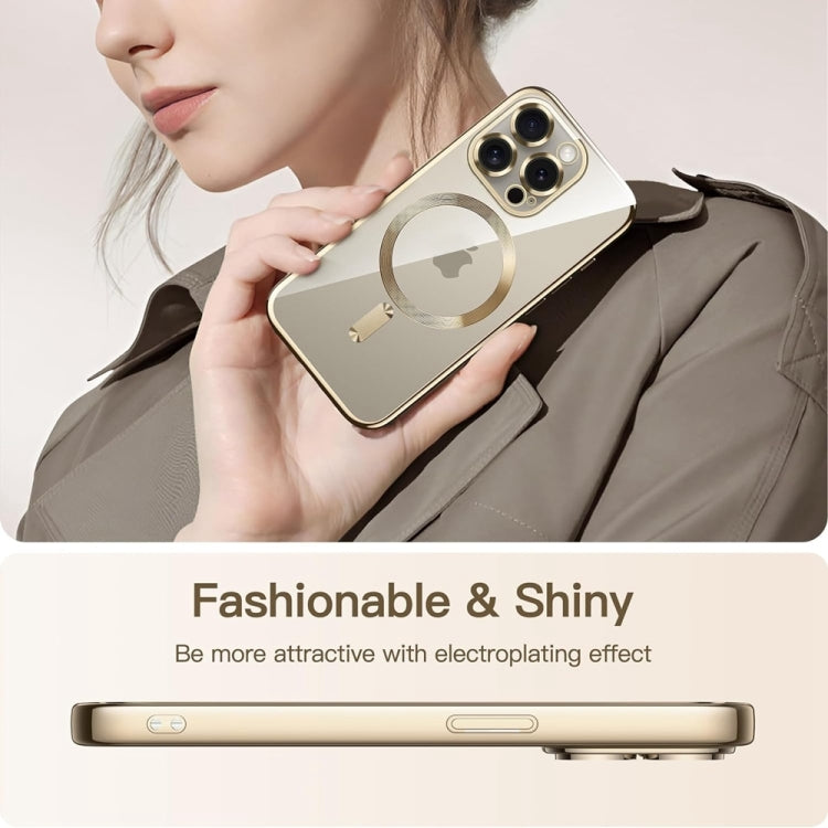 For iPhone 16 Transparent Electroplated Magsafe Magnetic TPU Phone Case