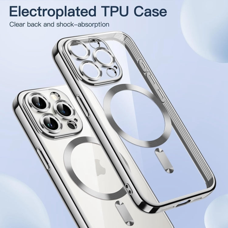 For iPhone 16 Transparent Electroplated Magsafe Magnetic TPU Phone Case