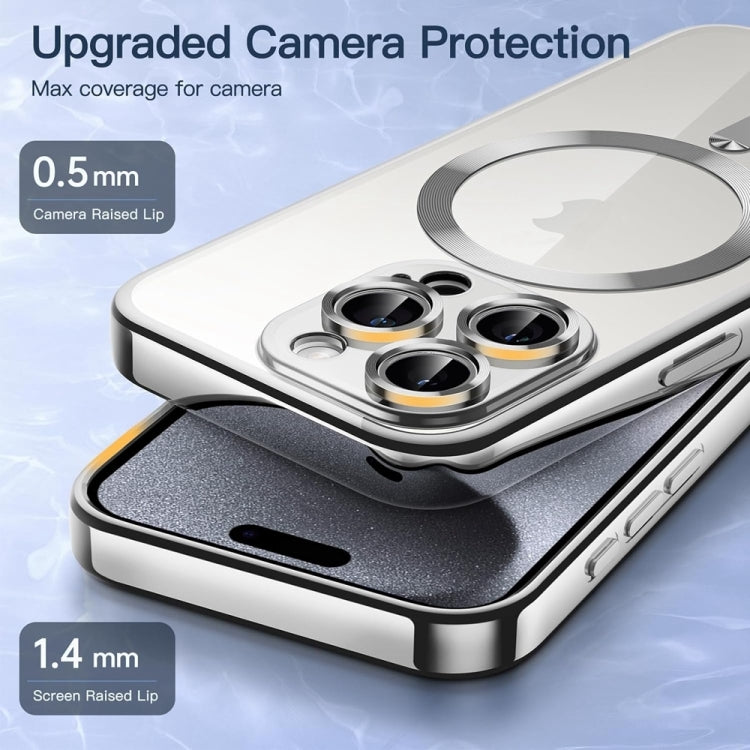 For iPhone 16 Transparent Electroplated Magsafe Magnetic TPU Phone Case