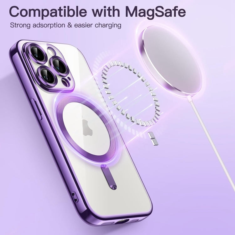 For iPhone 16 Transparent Electroplated Magsafe Magnetic TPU Phone Case