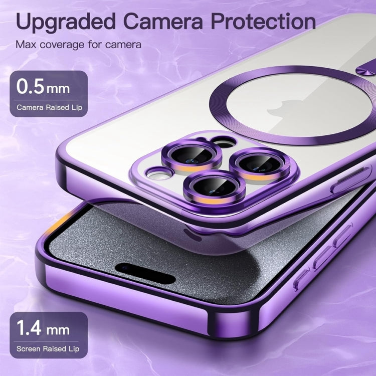 For iPhone 16 Transparent Electroplated Magsafe Magnetic TPU Phone Case