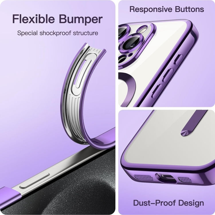 For iPhone 16 Transparent Electroplated Magsafe Magnetic TPU Phone Case