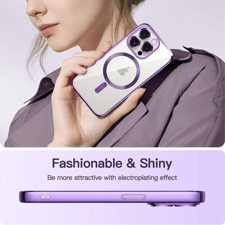For iPhone 16 Transparent Electroplated Magsafe Magnetic TPU Phone Case
